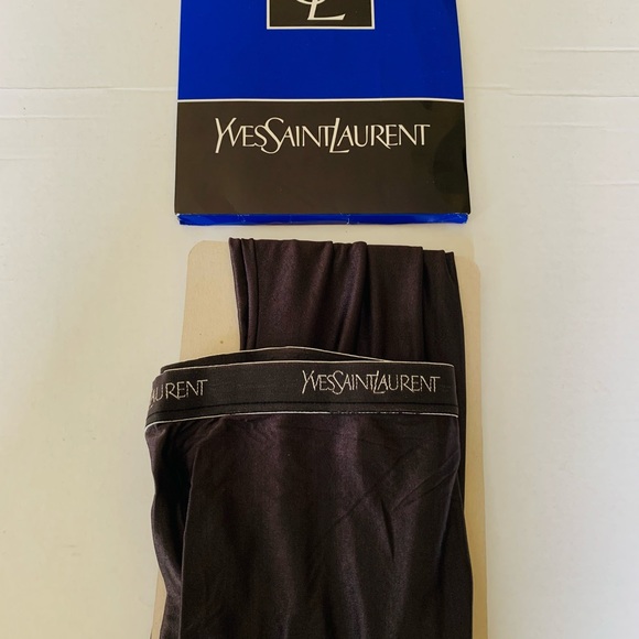 Vintage Yves Saint Laurent shiny dark royal blue soft satin opaque tights S-M - Picture 5 of 5